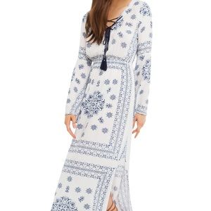 NWT Akira white paisley print tie up maxi dress